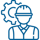 Construction worker outline with gear